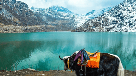 Tsomgo Lake offers its best visibility in October and November.